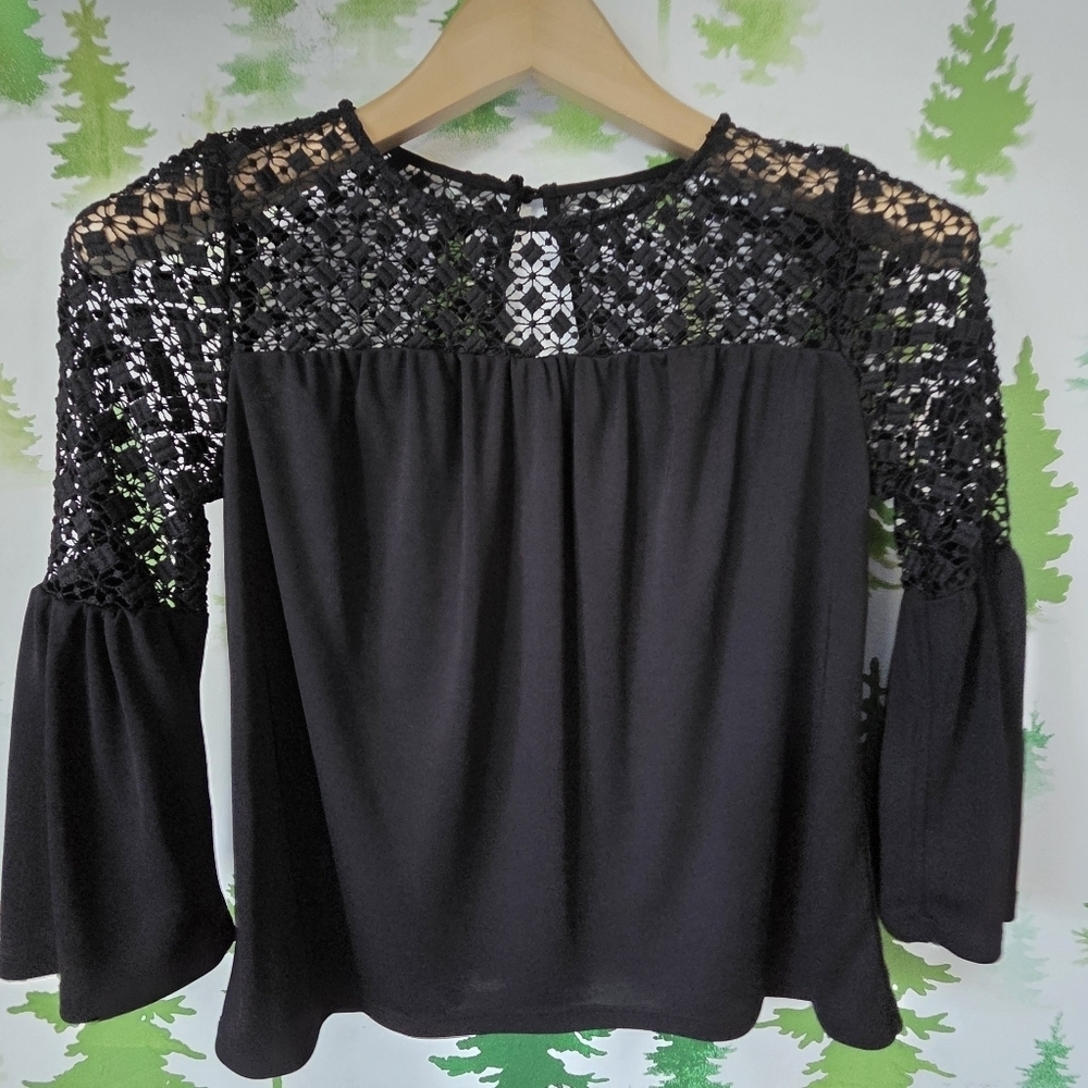White House Black Market Black Crochet Blouse